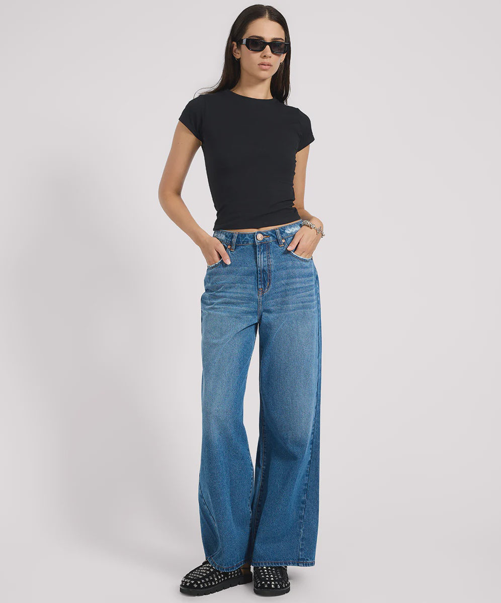 One Teaspoon Deep Pacifica Love Machines Super Wide Leg Cropped