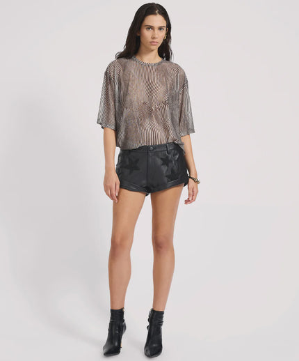 One Teaspoon Mesh Striped Oversized Kobe Tee