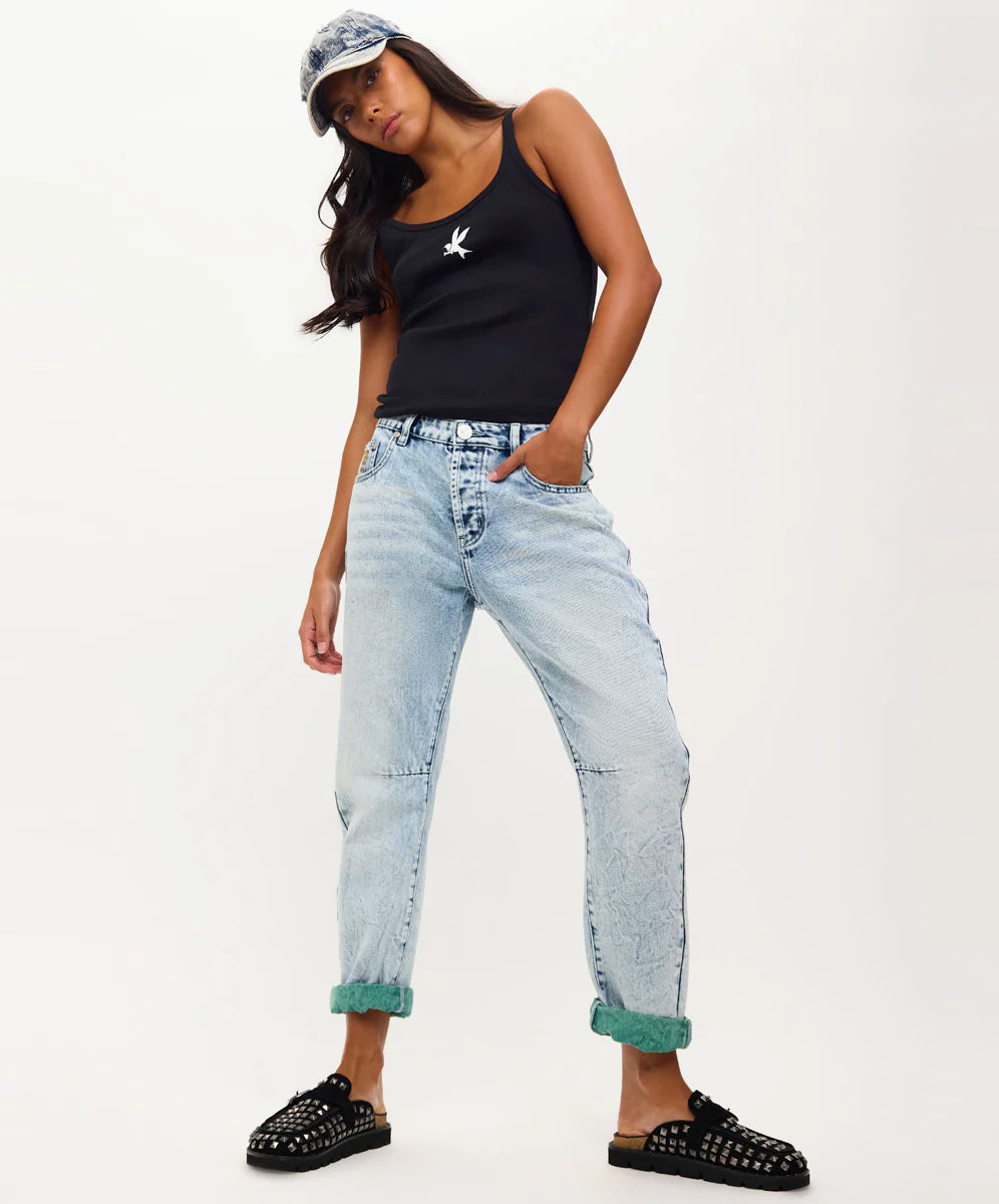 One Teaspoon Saints Low Waist Boyfriend Denim - Blue Field