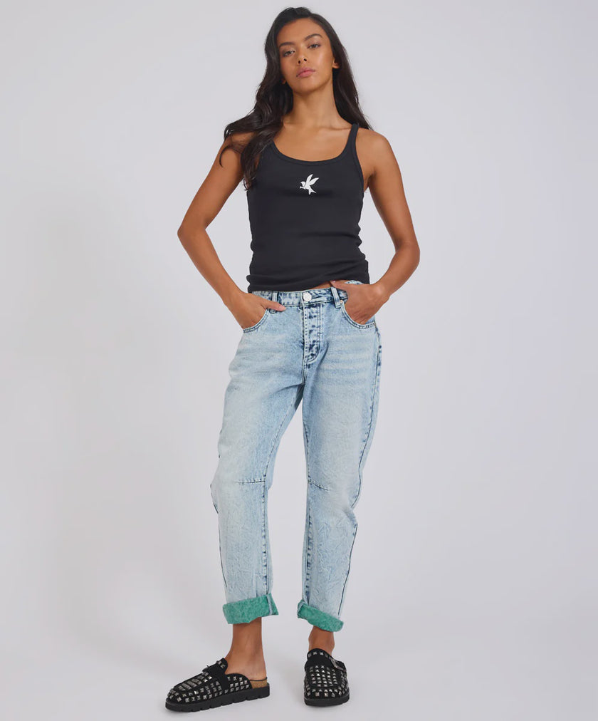 One Teaspoon Saints Low Waist Boyfriend Denim - Blue Field