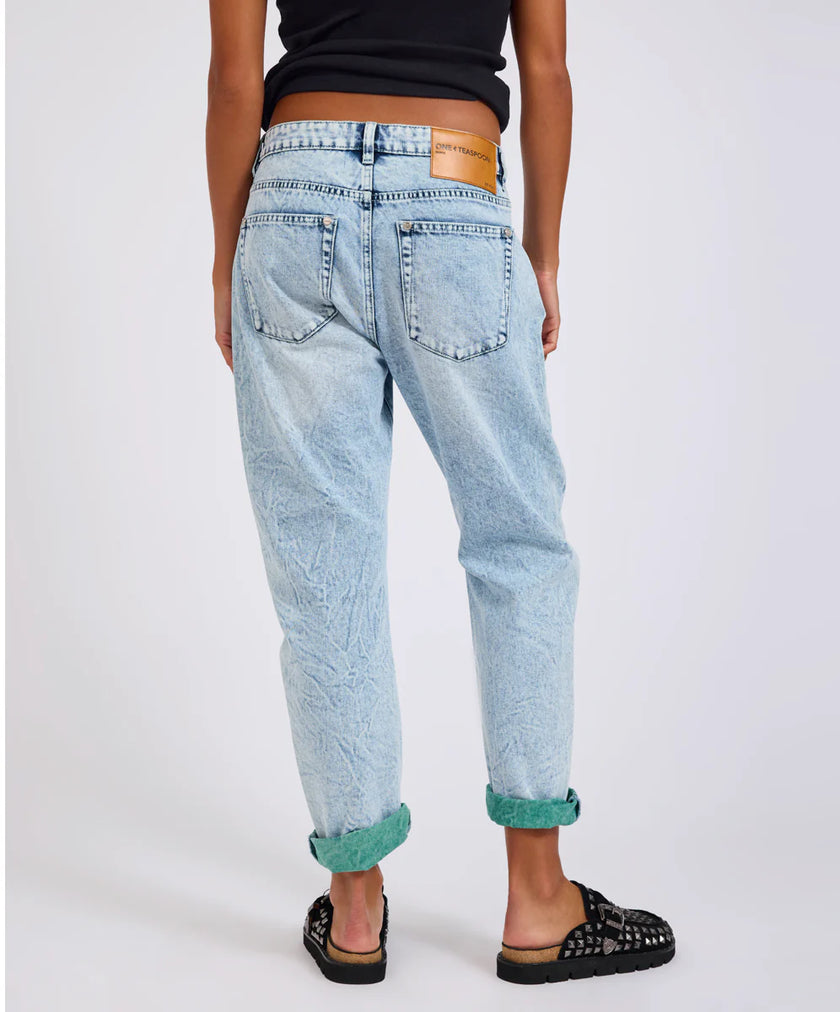 One Teaspoon Saints Low Waist Boyfriend Denim - Blue Field