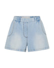 One Teaspoon Funks High Waisted Elasticated Flippy Denim Shorts - Blue Latte