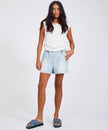 One Teaspoon Funks High Waisted Elasticated Flippy Denim Shorts - Blue Latte