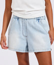 One Teaspoon Funks High Waisted Elasticated Flippy Denim Shorts - Blue Latte