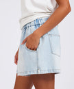 One Teaspoon Funks High Waisted Elasticated Flippy Denim Shorts - Blue Latte