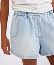 One Teaspoon Funks High Waisted Elasticated Flippy Denim Shorts - Blue Latte