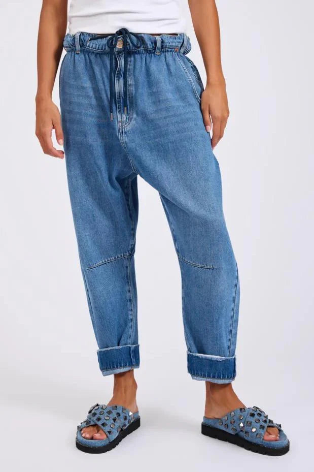 One Teaspoon Outcasts Low Waist Drop Crotch Harem Denim Jeans - Bright Blue