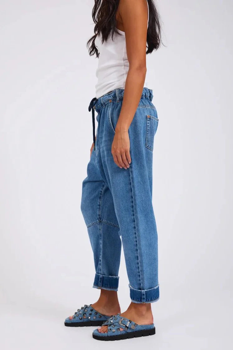 One Teaspoon Outcasts Low Waist Drop Crotch Harem Denim Jeans - Bright Blue