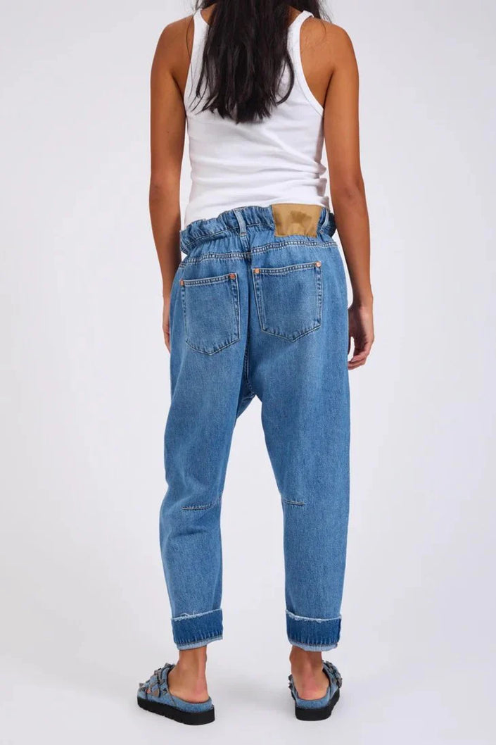 One Teaspoon Outcasts Low Waist Drop Crotch Harem Denim Jeans - Bright Blue