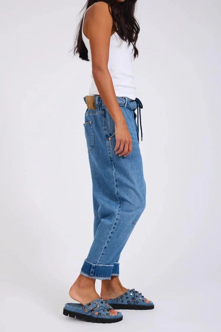 One Teaspoon Outcasts Low Waist Drop Crotch Harem Denim Jeans - Bright Blue