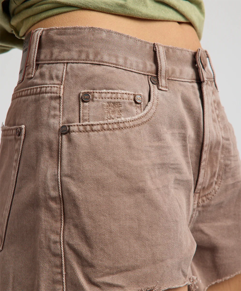 One Teaspoon Truckers Mid Waist Denim Short - Espresso Brown