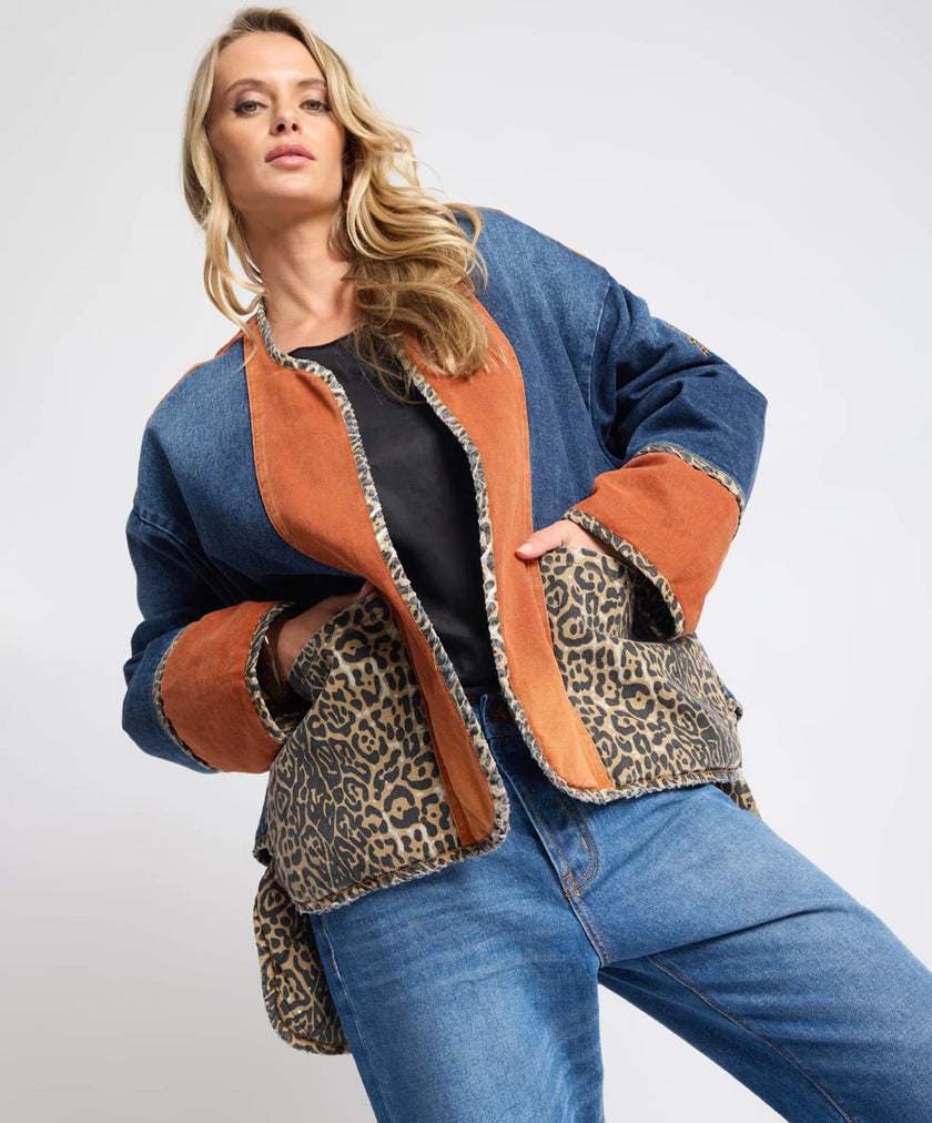 One Teaspoon Bang Bang Reversible Blocked Demin Wadded Jacket