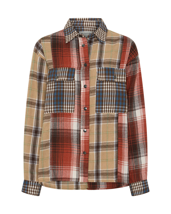 One Teaspoon Essential Patchwork Flannel Shirt - Natural