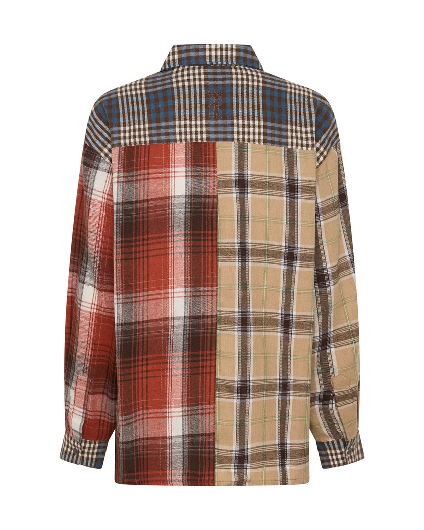 One Teaspoon Essential Patchwork Flannel Shirt - Natural