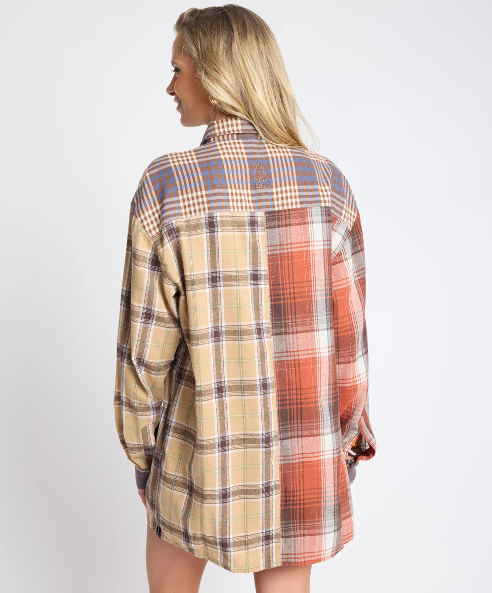 One Teaspoon Essential Patchwork Flannel Shirt - Natural