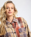 One Teaspoon Essential Patchwork Flannel Shirt - Natural