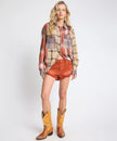 One Teaspoon Essential Patchwork Flannel Shirt - Natural
