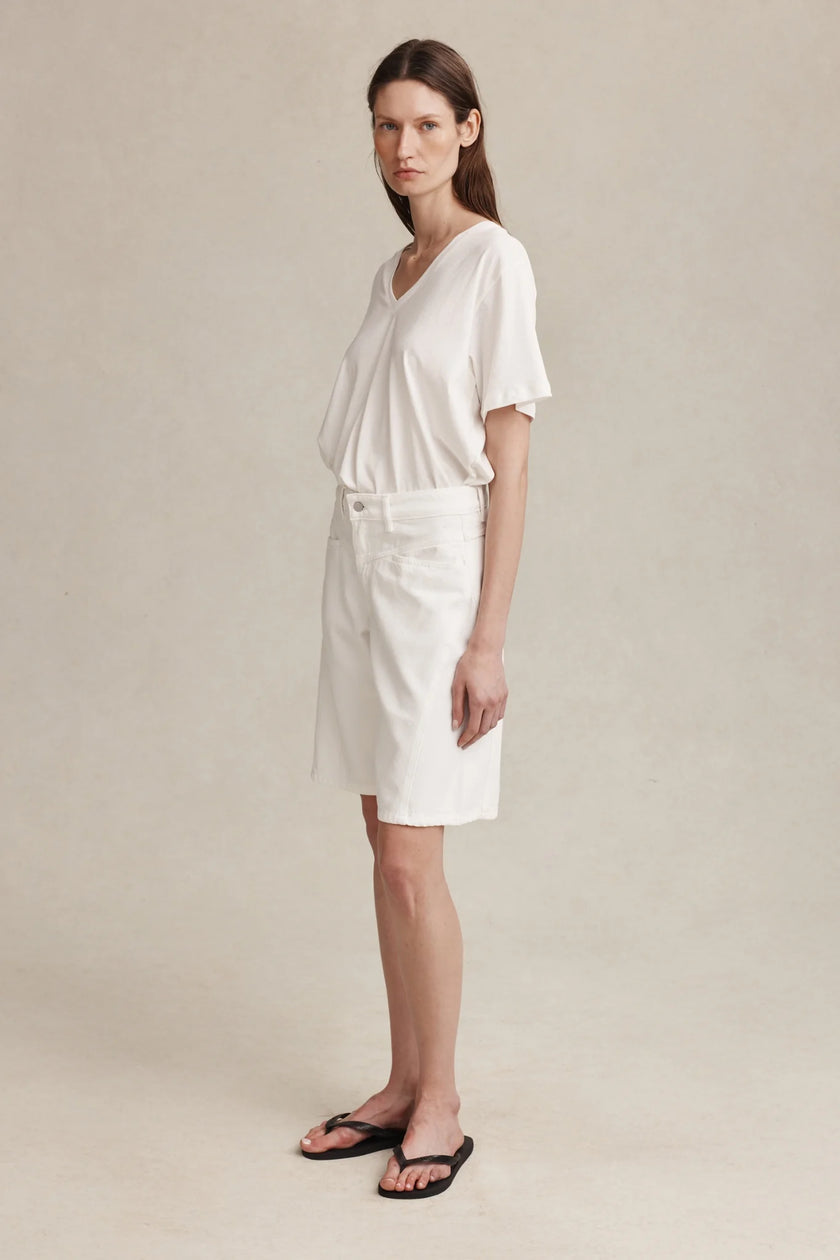 Marle Cross Stitch Jean Short - Blanc