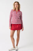 cartel & willow Avery Zip Long Sleeve - Red Multi Stripe