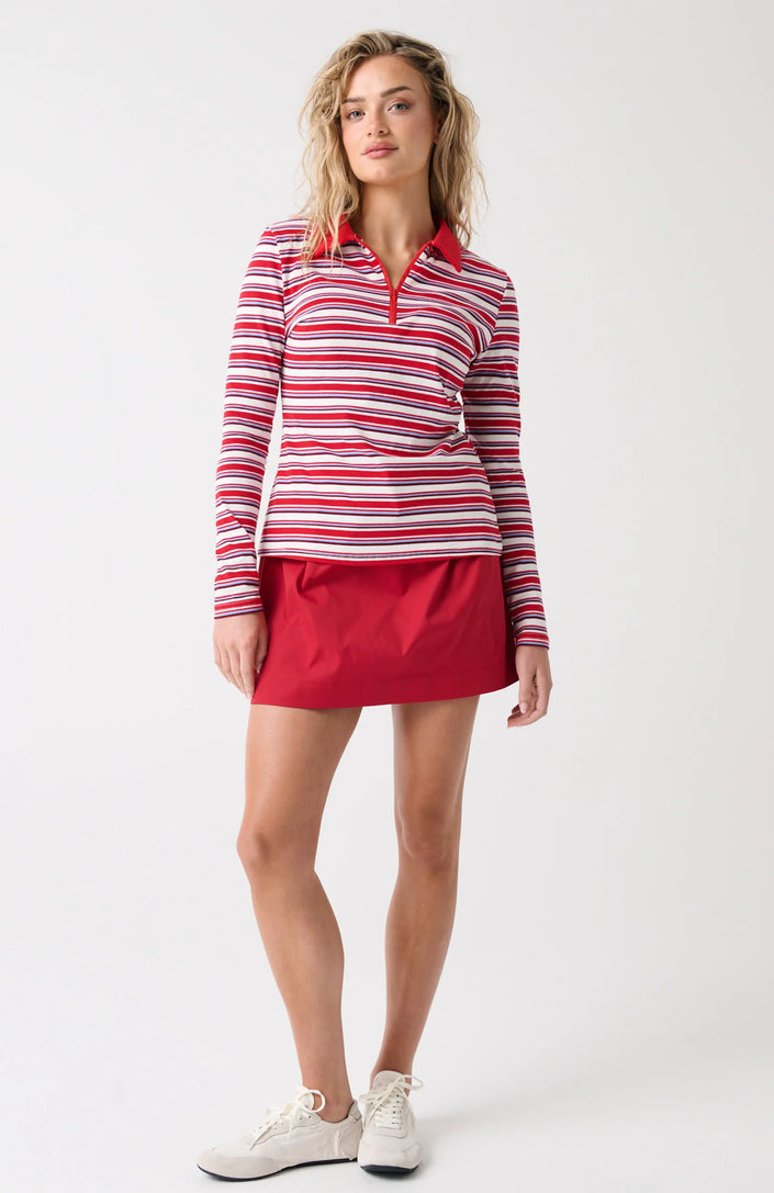 cartel & willow Avery Zip Long Sleeve - Red Multi Stripe