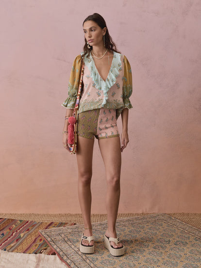 BOTEH Lucent Silk Ruffle Blouse