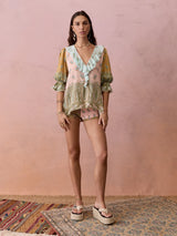BOTEH Lucent Silk Ruffle Blouse