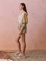 BOTEH Lucent Silk Ruffle Blouse
