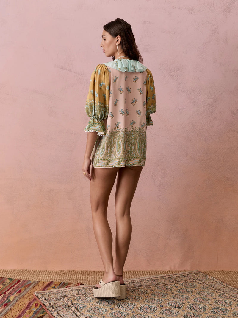 BOTEH Lucent Silk Ruffle Blouse