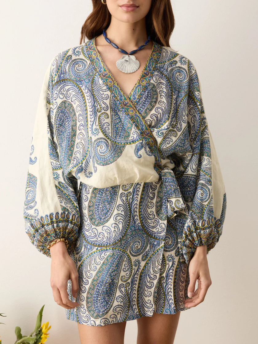 BOTEH Arcadia Paisley Mini Robe Dress