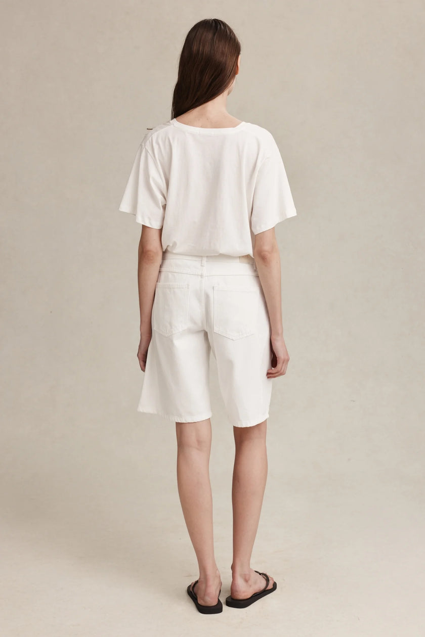Marle Cross Stitch Jean Short - Blanc