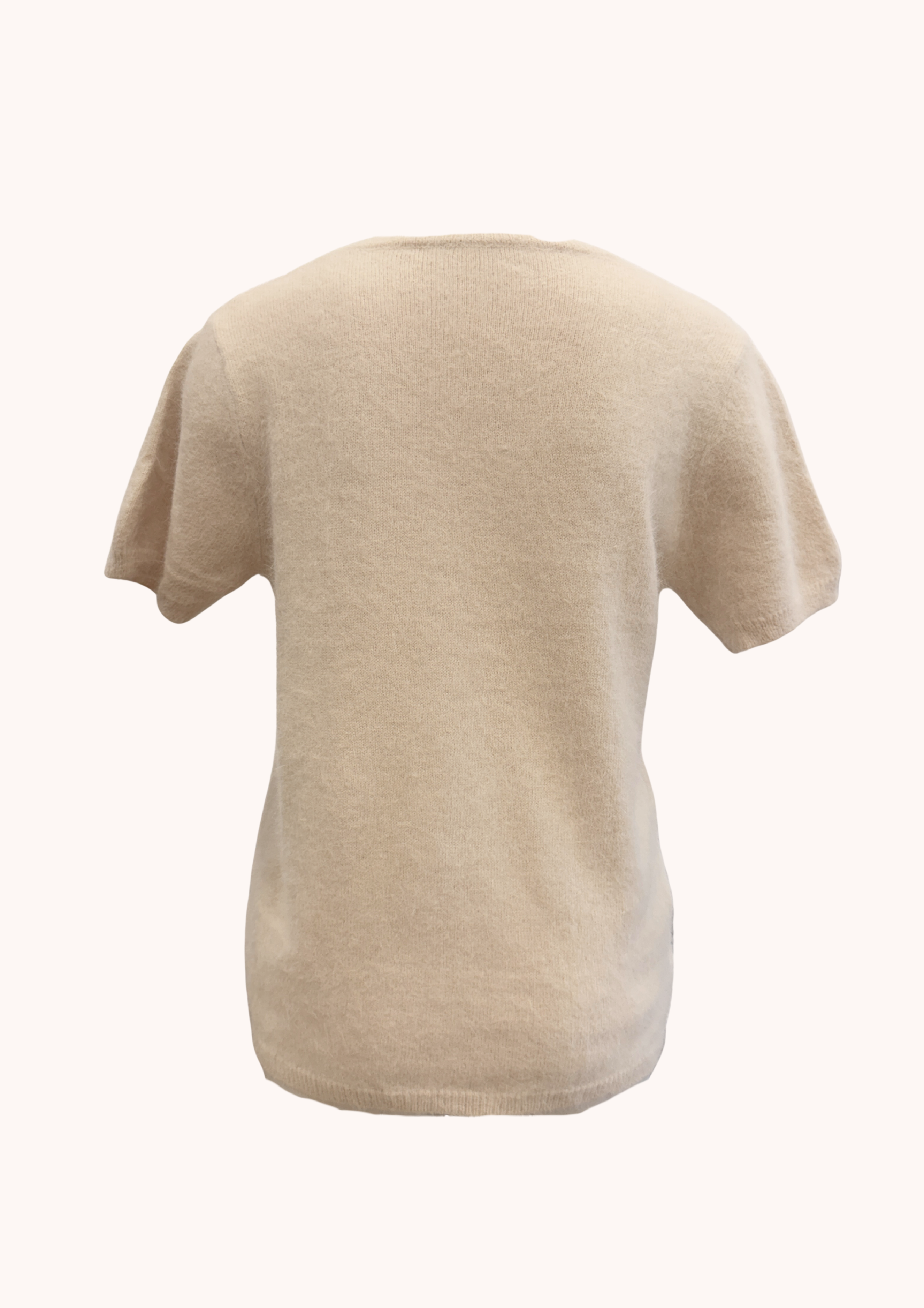 HONEY  V Neck Cashmere Crew Tee - Crema