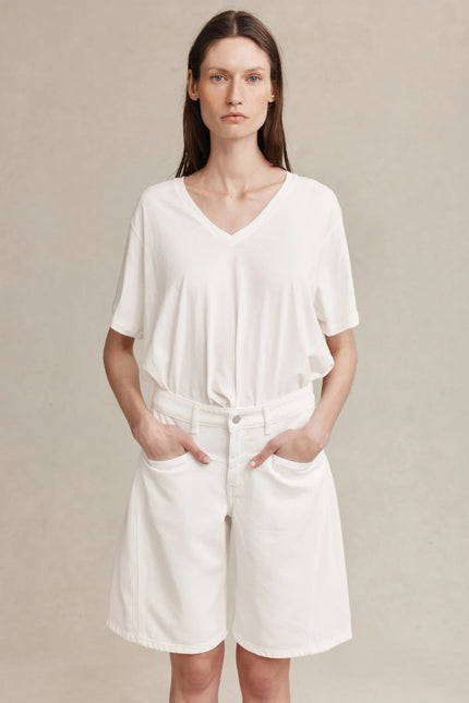 Marle Cross Stitch Jean Short - Blanc
