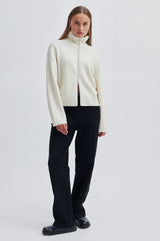 Second Female Alvera Knit Zip T-Neck - Vaporous White