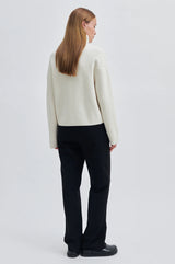Second Female Alvera Knit Zip T-Neck - Vaporous White