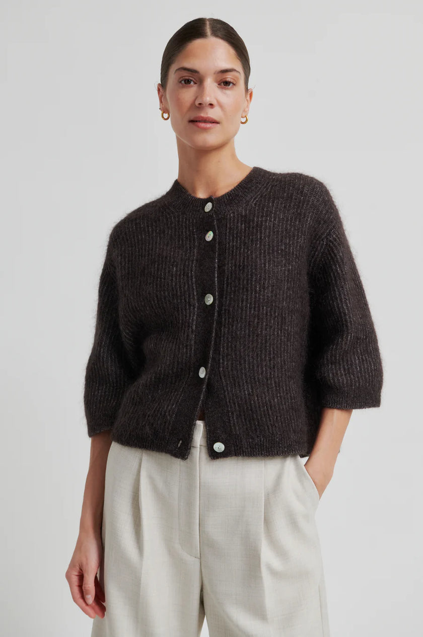 Second Female Andrea 3/4 Sleeve Cardigan - Chocolate