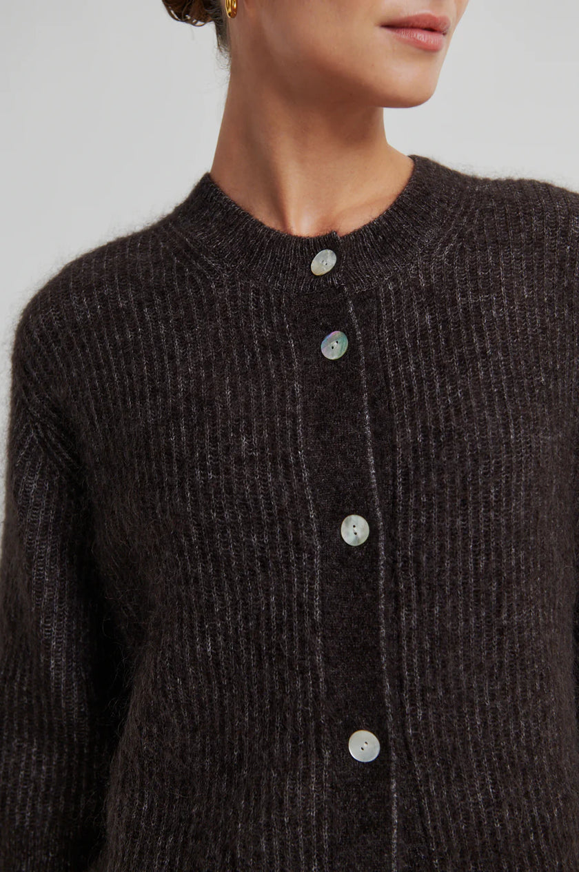 Second Female Andrea 3/4 Sleeve Cardigan - Chocolate