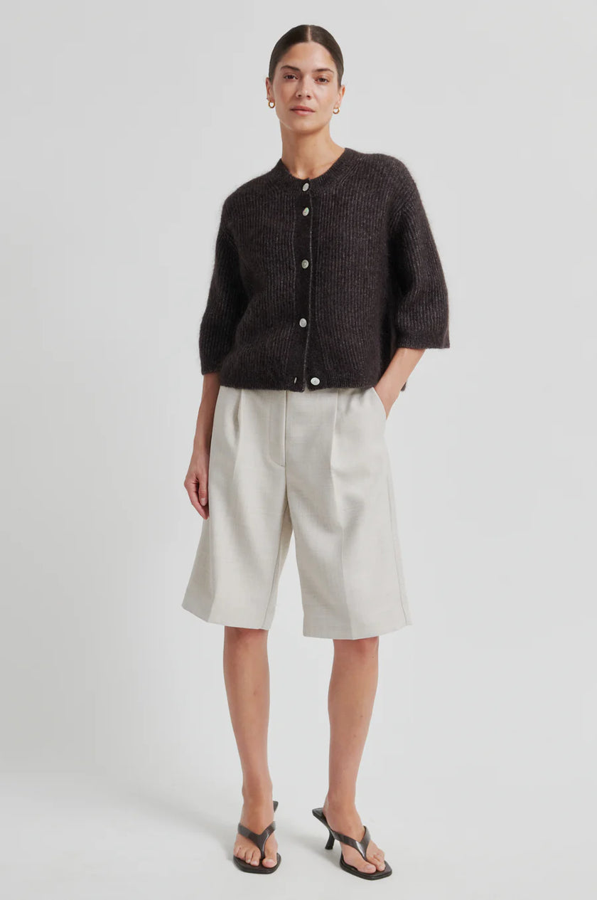 Second Female Andrea 3/4 Sleeve Cardigan - Chocolate
