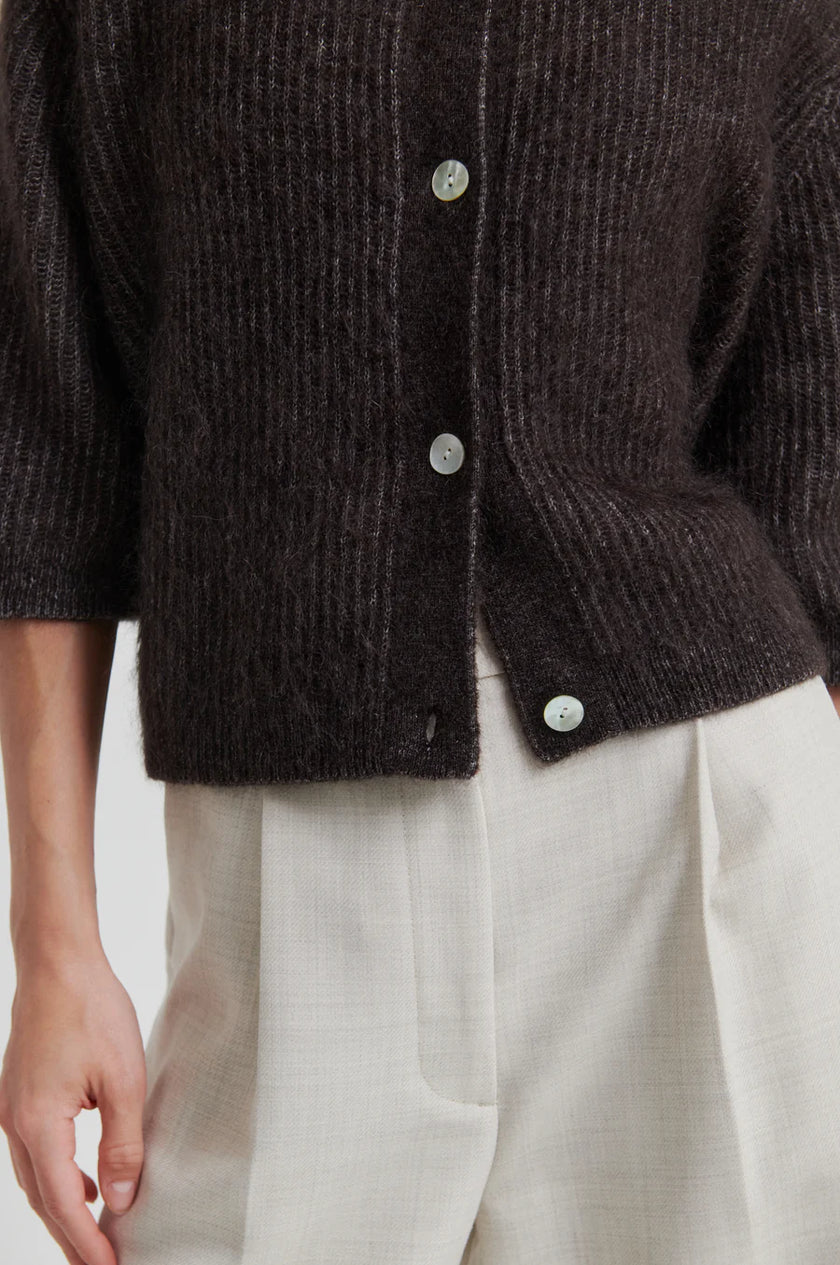 Second Female Andrea 3/4 Sleeve Cardigan - Chocolate