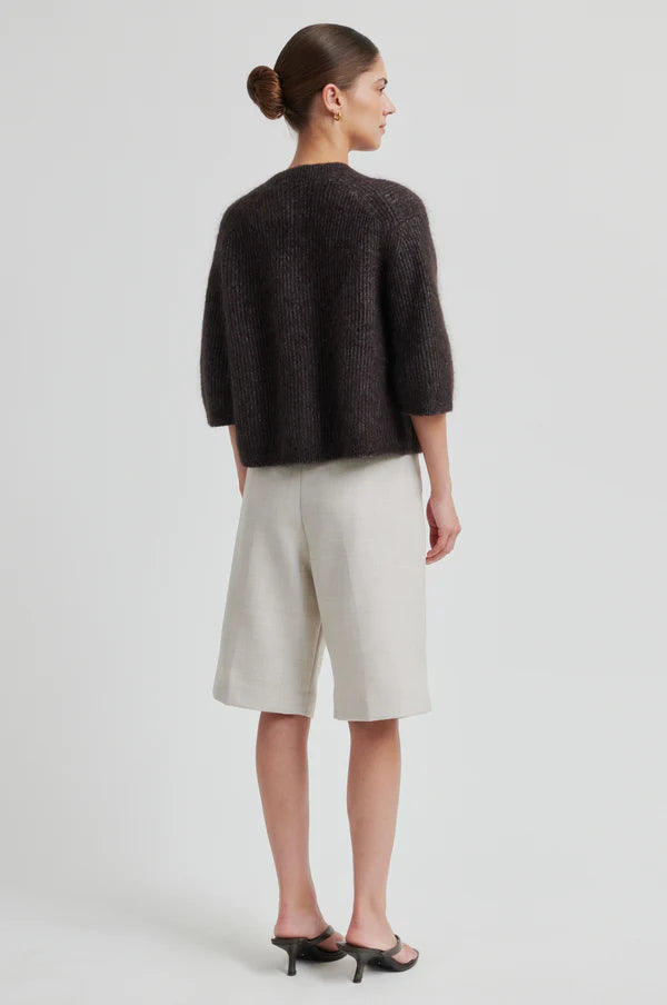 Second Female Andrea 3/4 Sleeve Cardigan - Chocolate