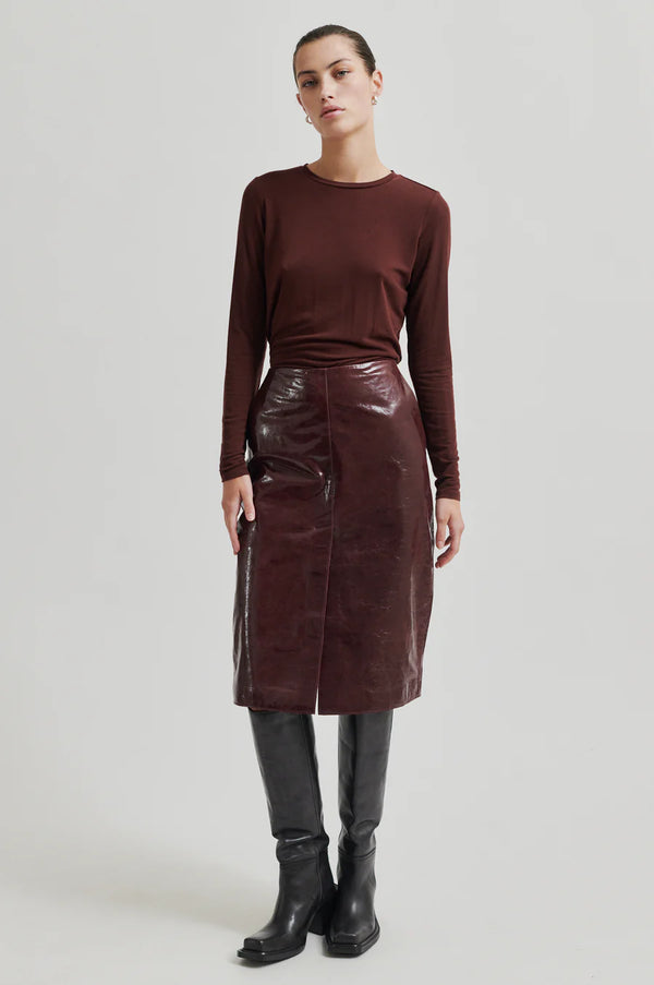 Second Female Queens Leather Skirt - Bitter Chocolate