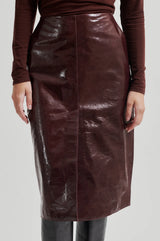 Second Female Queens Leather Skirt - Bitter Chocolate