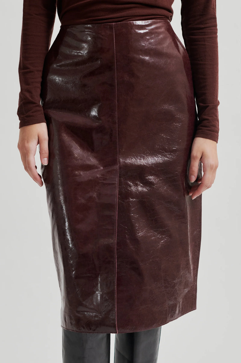 Second Female Queens Leather Skirt - Bitter Chocolate