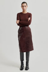 Second Female Queens Leather Skirt - Bitter Chocolate