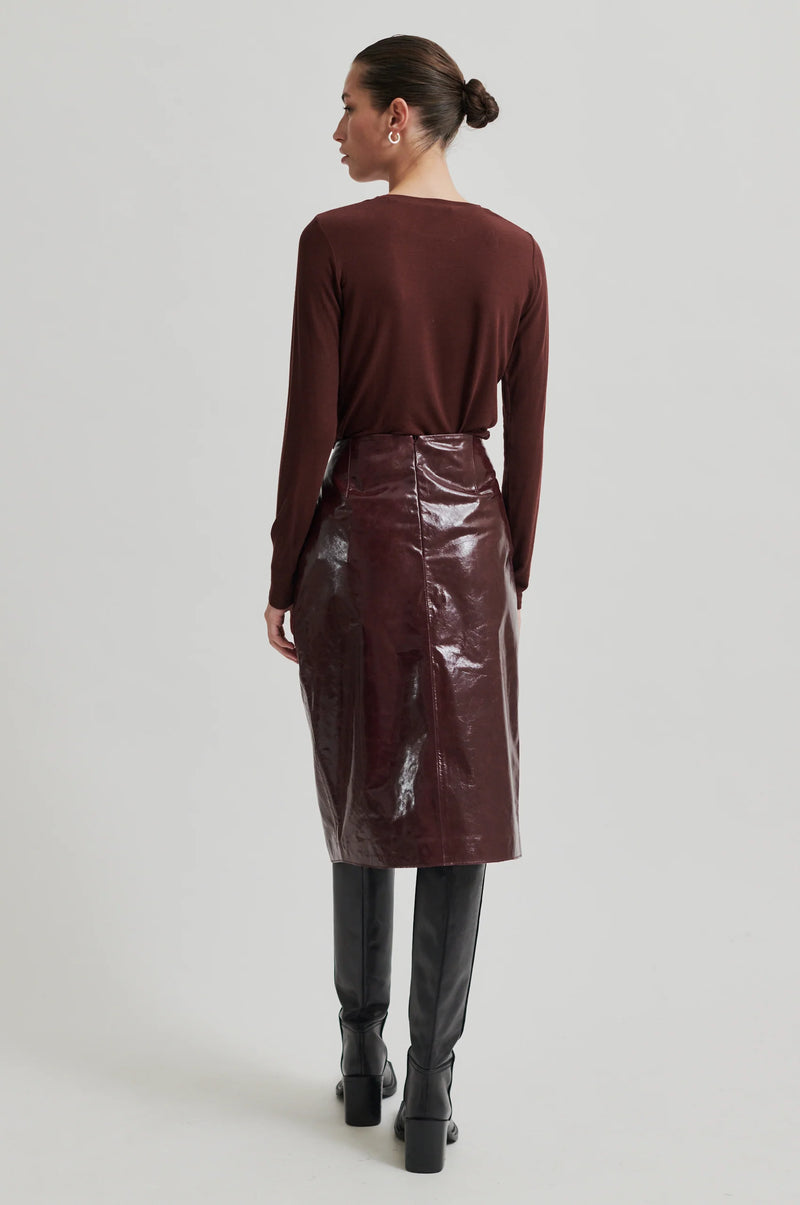 Second Female Queens Leather Skirt - Bitter Chocolate