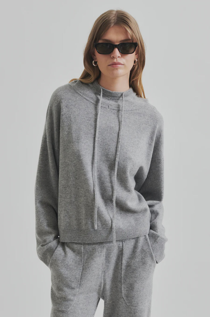 Second Female Lounge Knit Hoodie - Grey Melange