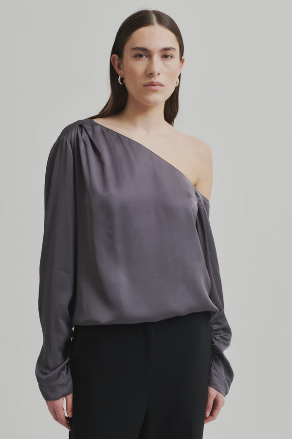 Second Female Livo One Shoulder Blouse - Gray
