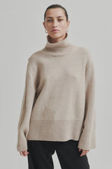 Second Female Alpha T-Neck Knit - Pumice Stone