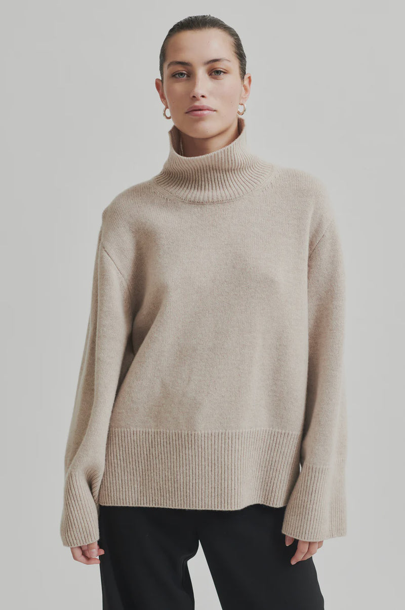 Second Female Alpha T-Neck Knit - Pumice Stone