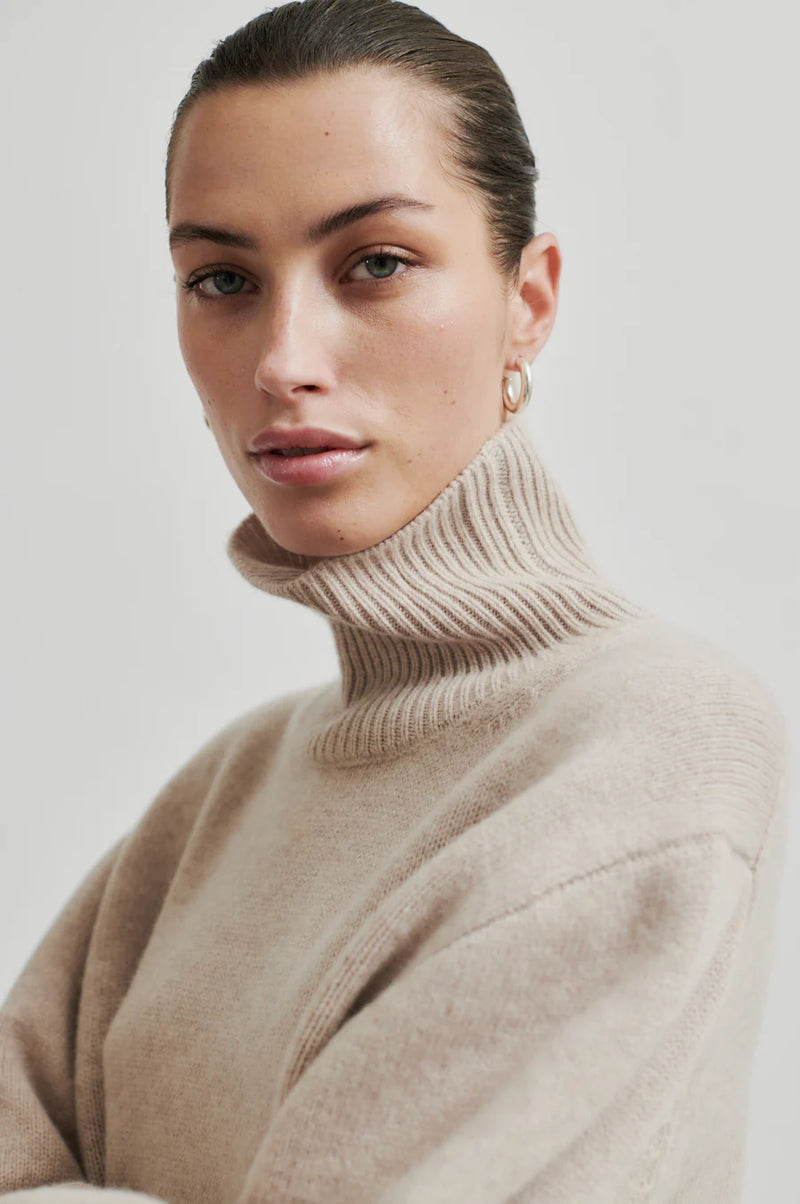 Second Female Alpha T-Neck Knit - Pumice Stone
