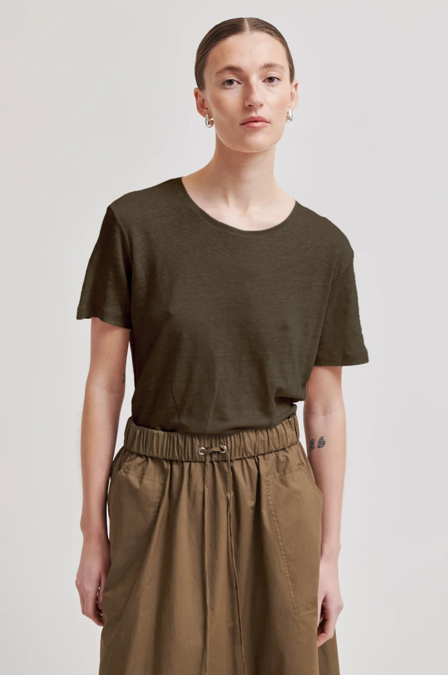 Second Female - Peony O-Neck New Tee - Canteen